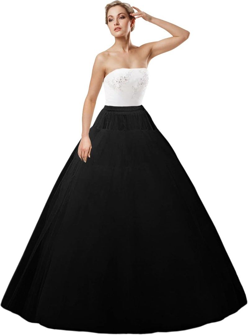 Mannice A-Line Hoopless Petticoat Skirt Crinoline Underskirt Half Slips Floor Length Petticoats for Women - Image 2
